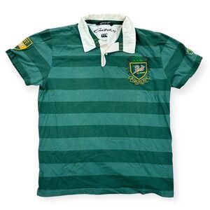 Canterbury Rugby Polo Shirt Light South Africa CCC Union Men's L Green Striped